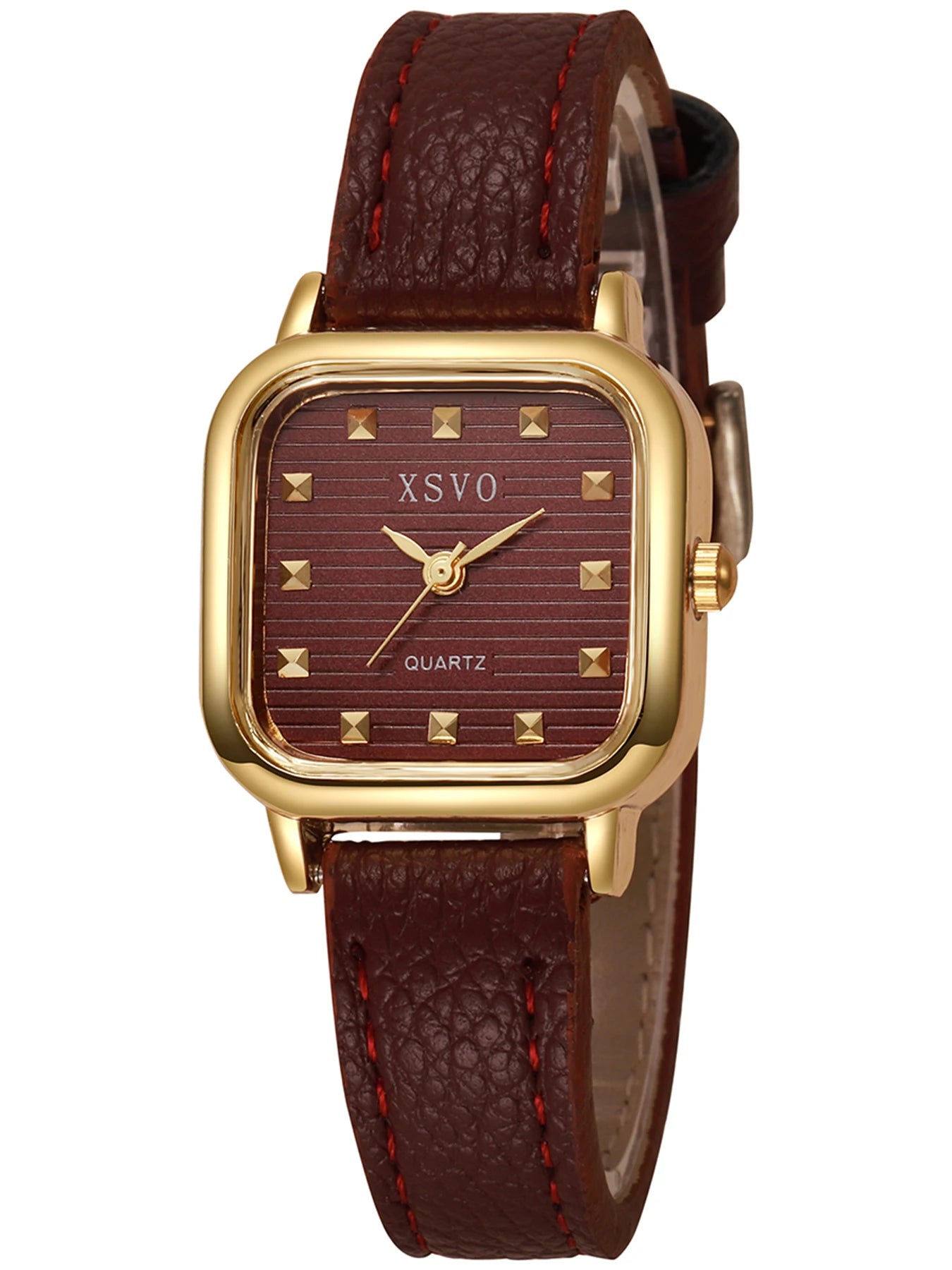 Montre à Quartz pour femmes, avec cadran carré, bracelet en cuir, cadeau de noël et d'halloween