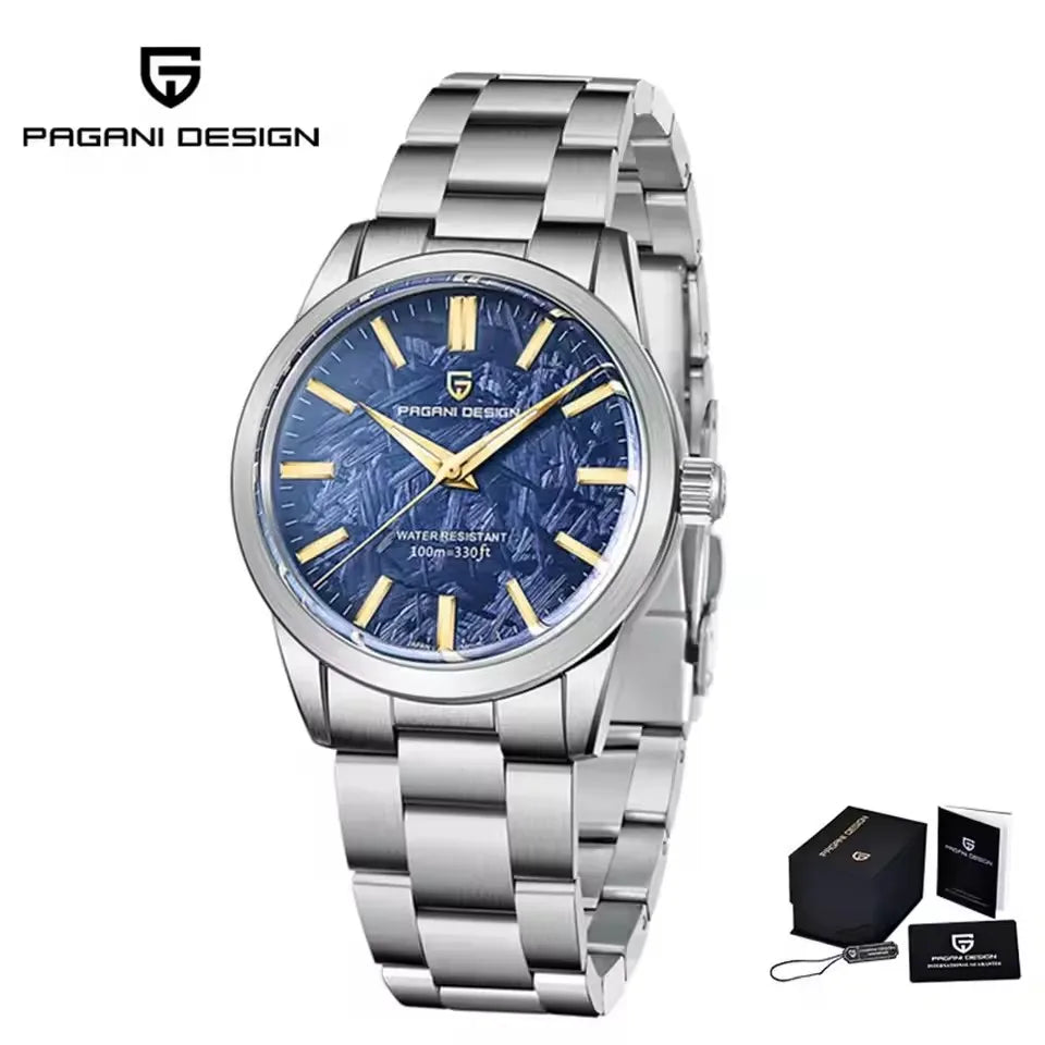 PAGANI DESIGN 40MM cadran météorite hommes montres à Quartz de luxe affaires saphir 316L acier inoxydable 100M montre étanche pour hommes