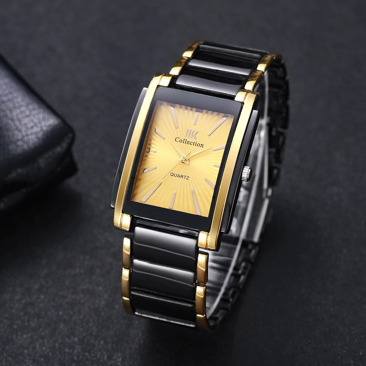 Mode Rectangle hommes montres d'affaires de luxe bracelet en acier inoxydable montre-bracelet à Quartz pour hommes horloge Reloj Hombre (sans boîte)