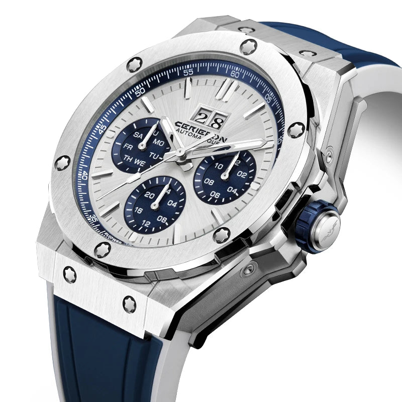 Montres mécaniques personnalisées pour hommes, montre-bracelet de Sport analogique automatique avec bracelet en Silicone, en acier inoxydable, étanche