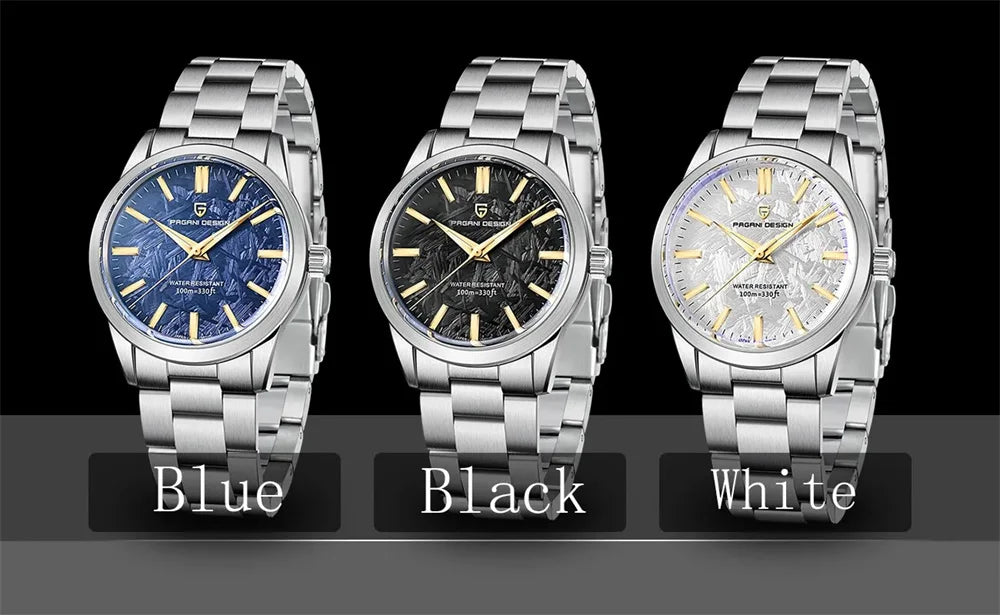 PAGANI DESIGN 40MM cadran météorite hommes montres à Quartz de luxe affaires saphir 316L acier inoxydable 100M montre étanche pour hommes