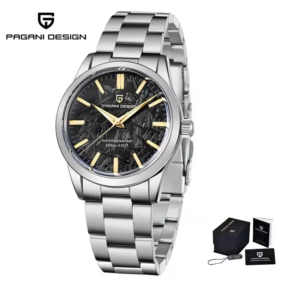 PAGANI DESIGN 40MM cadran météorite hommes montres à Quartz de luxe affaires saphir 316L acier inoxydable 100M montre étanche pour hommes