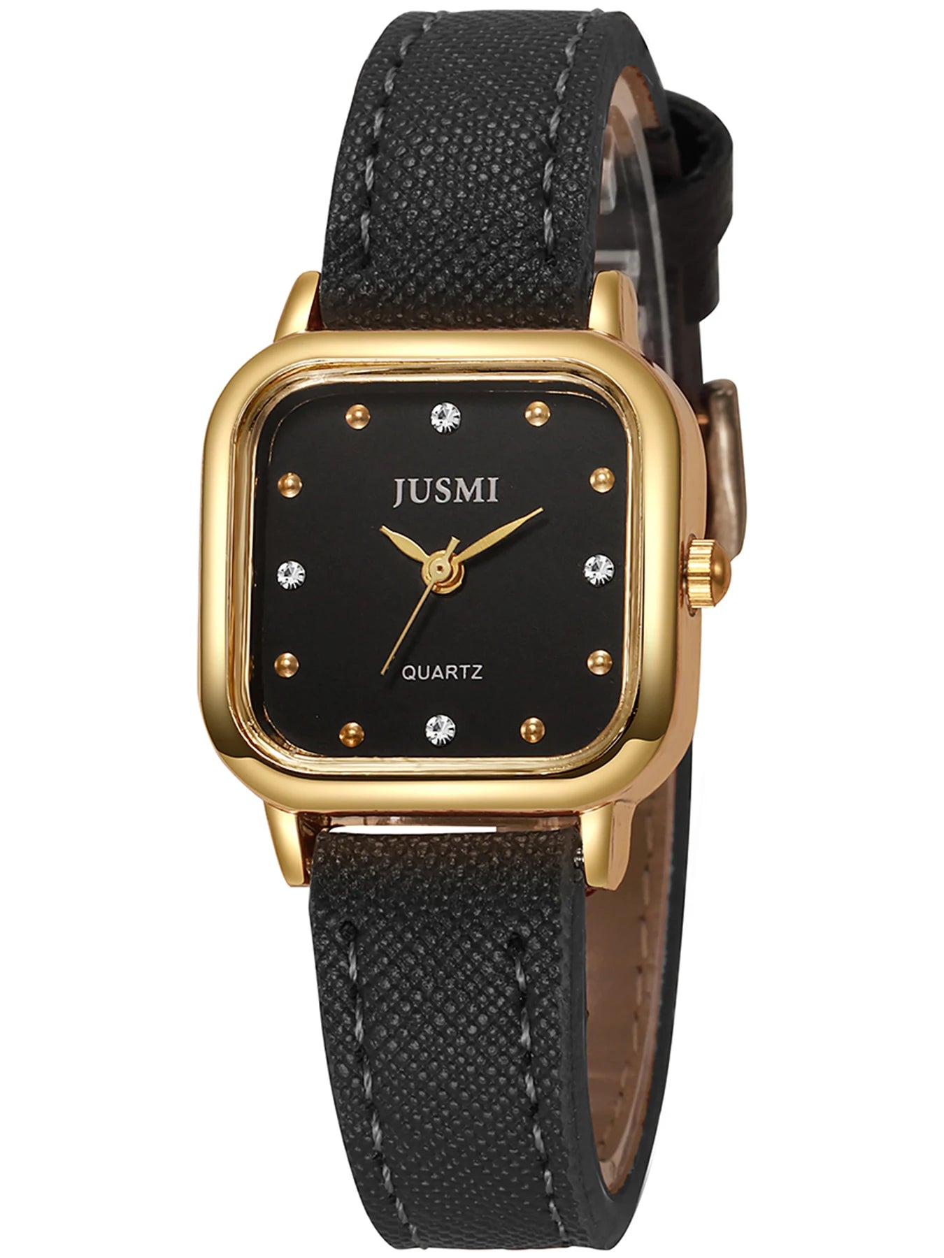 Montre à Quartz pour femmes, avec cadran carré, bracelet en cuir, cadeau de noël et d'halloween