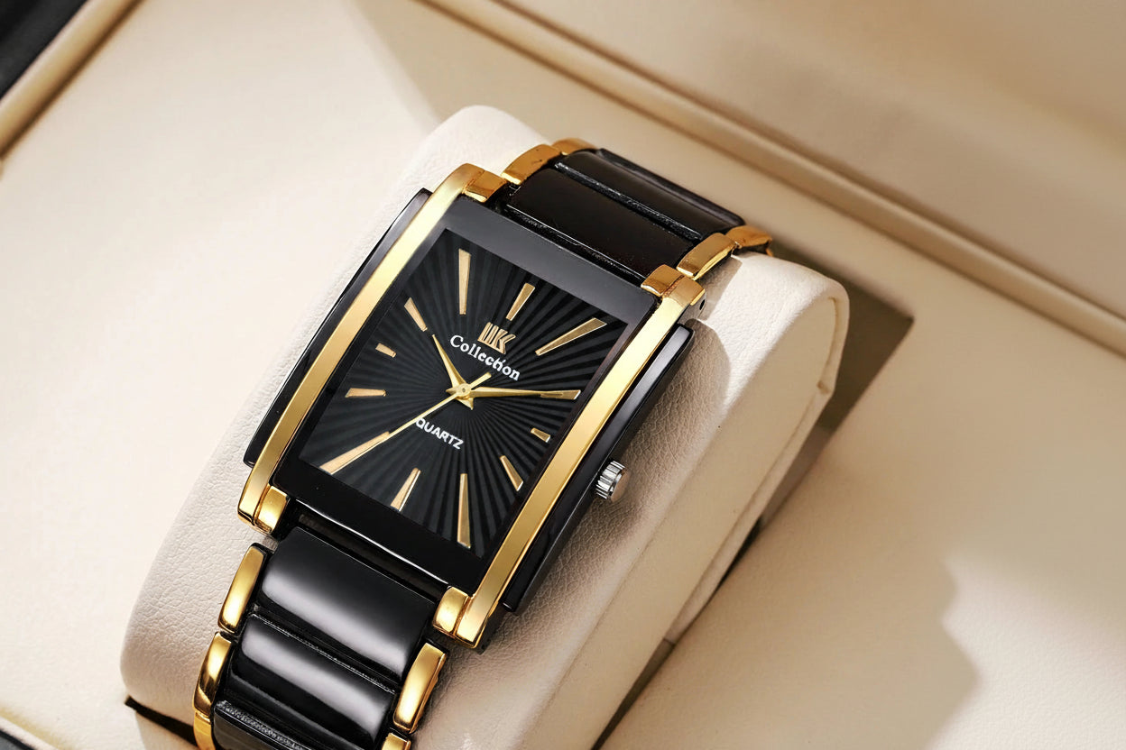 Mode Rectangle hommes montres d'affaires de luxe bracelet en acier inoxydable montre-bracelet à Quartz pour hommes horloge Reloj Hombre (sans boîte)