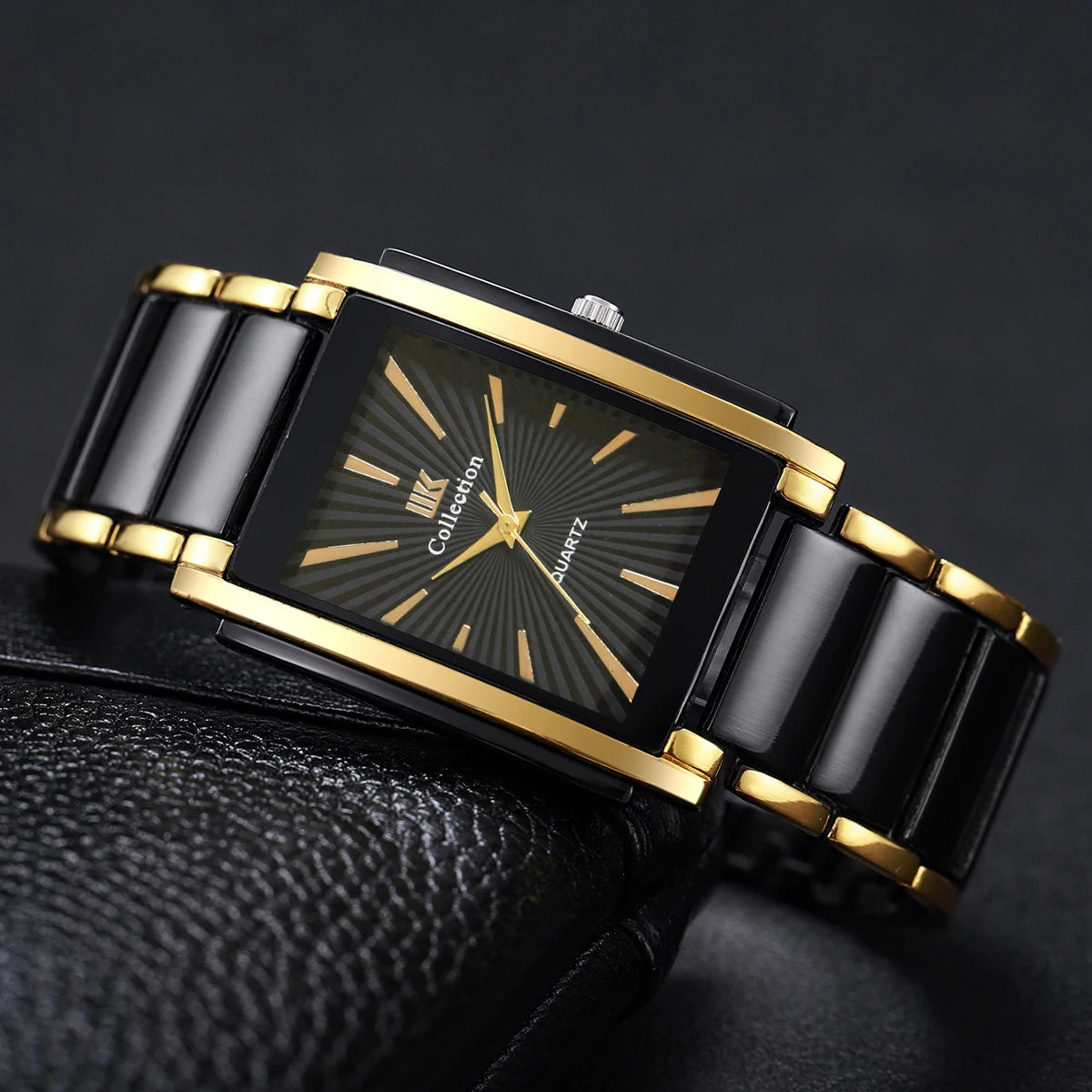 Mode Rectangle hommes montres d'affaires de luxe bracelet en acier inoxydable montre-bracelet à Quartz pour hommes horloge Reloj Hombre (sans boîte)