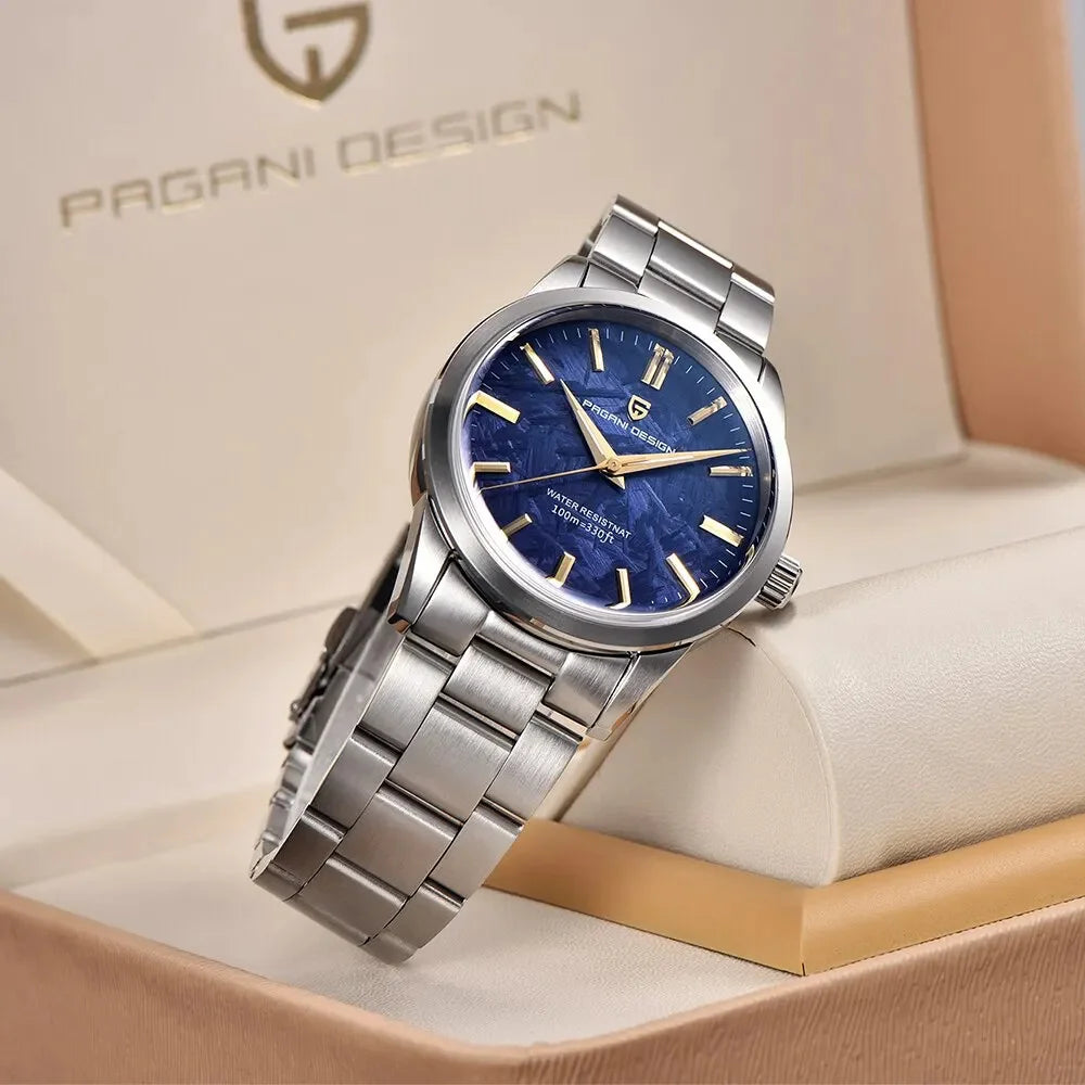 PAGANI DESIGN 40MM cadran météorite hommes montres à Quartz de luxe affaires saphir 316L acier inoxydable 100M montre étanche pour hommes