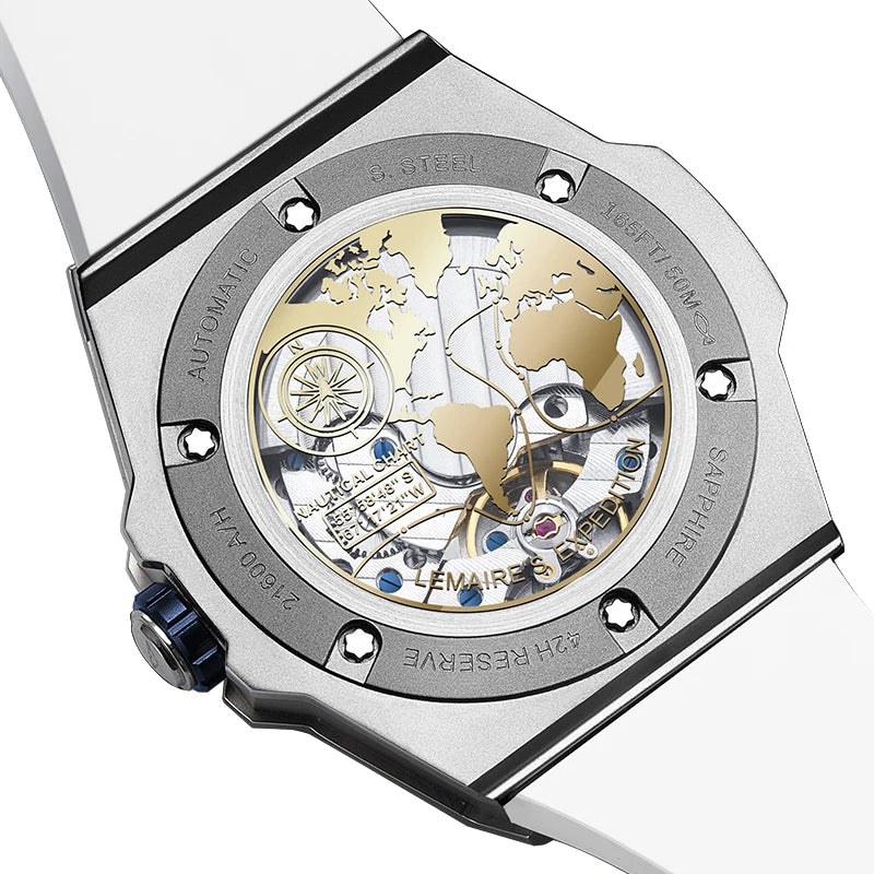 Montres mécaniques personnalisées pour hommes, montre-bracelet de Sport analogique automatique avec bracelet en Silicone, en acier inoxydable, étanche