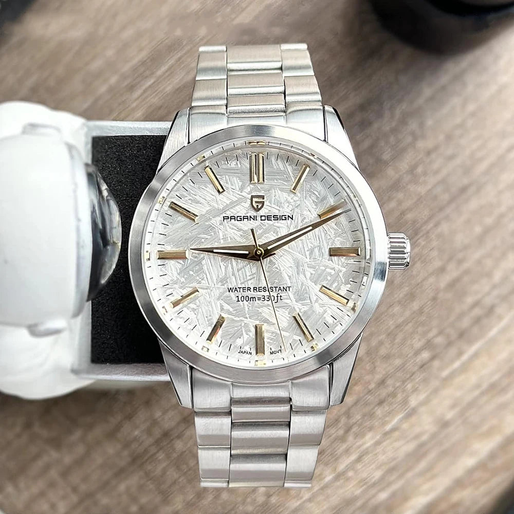 PAGANI DESIGN 40MM cadran météorite hommes montres à Quartz de luxe affaires saphir 316L acier inoxydable 100M montre étanche pour hommes