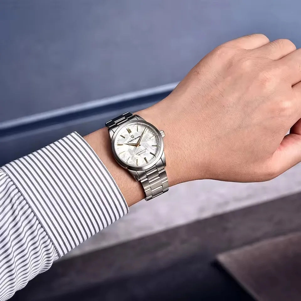 PAGANI DESIGN 40MM cadran météorite hommes montres à Quartz de luxe affaires saphir 316L acier inoxydable 100M montre étanche pour hommes