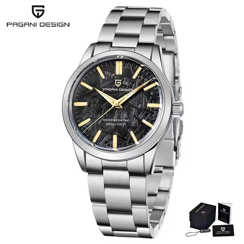 PAGANI DESIGN 40MM cadran météorite hommes montres à Quartz de luxe affaires saphir 316L acier inoxydable 100M montre étanche pour hommes