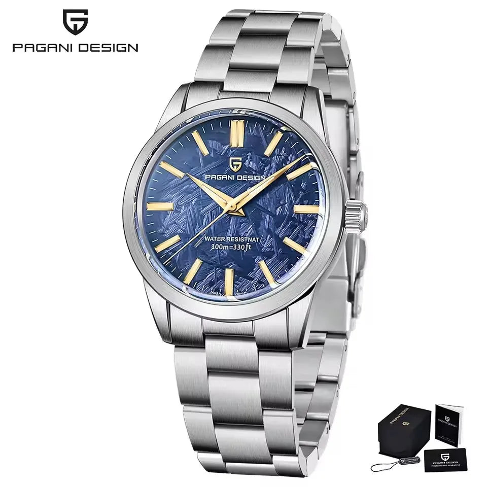 PAGANI DESIGN 40MM cadran météorite hommes montres à Quartz de luxe affaires saphir 316L acier inoxydable 100M montre étanche pour hommes