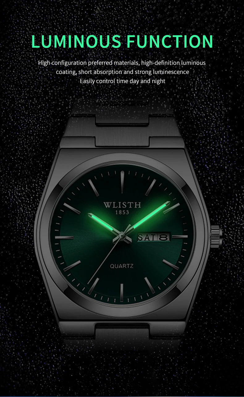 WLISTH luxe hommes montre étanche mode affaires montre en acier inoxydable montre pour homme montres à Quartz décontractées mâle Sport reloj