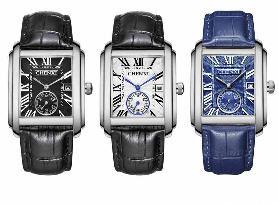 CHENXI 8216 montre à Quartz classique pour hommes élégant cadran carré calendrier bracelet en cuir étanche montres d'affaires décontractées pour hommes